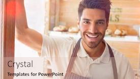  Presentation with flare - Amazing presentation theme having graphic image of flare against portrait of a man smiling at camera backdrop and a lemonade colored foreground