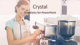  Presentation with flare - Beautiful PPT theme featuring graphic image of flare against female barista preparing espresso at coffee shop backdrop and a lemonade colored foreground