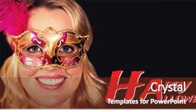  Presentation with masquerade mask - Audience pleasing slide deck consisting of graphic image of happy halloween backdrop and a tawny brown colored foreground