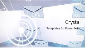  Presentation with coding binary code blue polygonal - PPT theme with graphic of envelopes on white background and a sky blue colored foreground