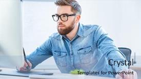  Presentation with one young man exercising handball - Amazing theme having graphic pen tablet using stylus backdrop and a  colored foreground