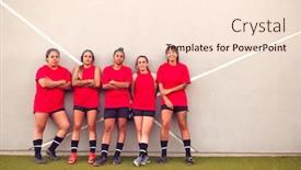  Presentation with team training - Presentation design consisting of graphic-shot-of-womens-football background and a lemonade colored foreground