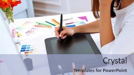  Presentation with artist - Amazing presentation theme having graphic tablet in office backdrop and a light blue colored foreground