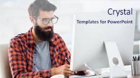  Presentation with graphic - Theme enhanced with graphic tablet in the office background and a sky blue colored foreground