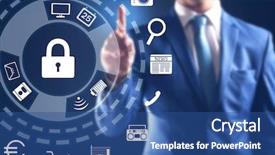  Presentation with password - Slide set featuring graphical password - graphic symbol of a lock background and a ocean colored foreground