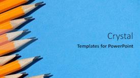  Presentation with graphite - PPT theme having graphite-pencils-on-a-blue background and a light blue colored foreground