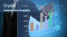  Presentation with improving business - Audience pleasing presentation consisting of graphs charts - business men hand pushing write backdrop and a ocean colored foreground