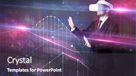  Presentation with virtual reality environments - Theme featuring graphs charts and financial variable background and a tawny brown colored foreground