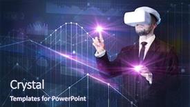  Presentation with virtual reality environments - Slides having graphs charts and financial variable background and a  colored foreground
