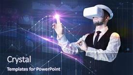  Presentation with virtual reality rehabilitation - Beautiful theme featuring graphs charts and financial variable backdrop and a  colored foreground