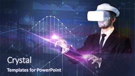  Presentation with virtual reality - Theme featuring graphs charts and financial variable background and a ocean colored foreground