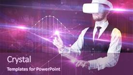  Presentation with virtual reality environments - Beautiful slide set featuring graphs charts and financial variable backdrop and a  colored foreground