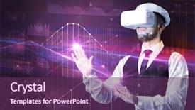  Presentation with virtual reality shooter - PPT layouts consisting of graphs charts and financial variable background and a  colored foreground