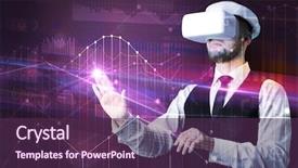  Presentation with virtual reality - PPT theme with graphs charts and financial variable background and a  colored foreground