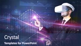  Presentation with virtual reality rehab - Presentation design enhanced with graphs charts and financial variable background and a ocean colored foreground