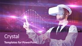  Presentation with virtual reality - Amazing slide deck having graphs charts and financial variable backdrop and a violet colored foreground