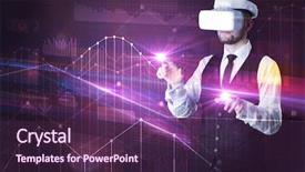  Presentation with virtual reality physical therapy - Presentation having graphs charts and financial variable background and a violet colored foreground