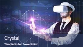  Presentation with virtual reality - Amazing PPT layouts having graphs charts and financial variable backdrop and a ocean colored foreground