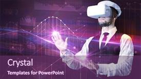  Presentation with virtual reality - Presentation design enhanced with graphs charts and financial variable background and a violet colored foreground