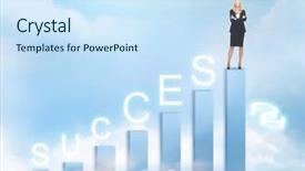  Presentation with marketing - Colorful slide deck enhanced with graphs concept - businesswoman with big backdrop and a sky blue colored foreground