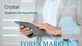  Presentation with forex - Colorful presentation design enhanced with graphs rates and financial trade backdrop and a sky blue colored foreground