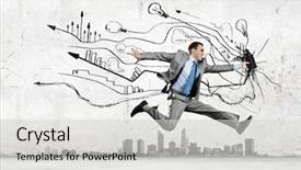  Presentation with sketch urbanism - PPT layouts having graphs sales - image of businessman in jump background and a light gray colored foreground
