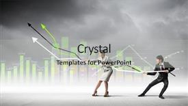  Presentation with growth chart - Colorful theme enhanced with graphs sales - image of young businesspeople pulling backdrop and a light gray colored foreground