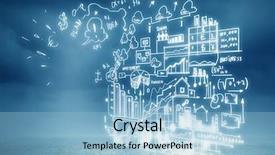  Presentation with ideas - Colorful slide deck enhanced with graphs sales - sketch background with business ideas backdrop and a light blue colored foreground