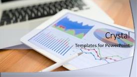  Presentation with digital - Amazing PPT theme having graphy - chart on digital tablet backdrop and a light blue colored foreground