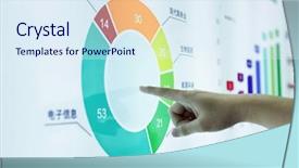  Presentation with financial analysis - PPT theme consisting of graphy - finger click the touch screen background and a sky blue colored foreground