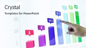  Presentation with touch screen - Slide deck with graphy - finger click the touch screen background and a sky blue colored foreground