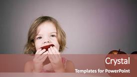  Presentation with child eat - Colorful presentation theme enhanced with graps - child eating an apple backdrop and a  colored foreground