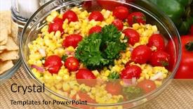  Presentation with biomass corn - Amazing presentation theme having graps - grilled corn salad background tomato backdrop and a  colored foreground