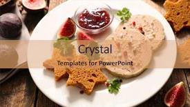  Presentation with foie - Amazing theme having gras gingerbread and jelly fig backdrop and a coral colored foreground