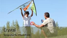  Presentation with kite - Beautiful PPT theme featuring grasp - father and son playing backdrop and a violet colored foreground