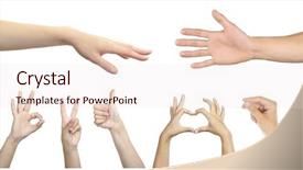  Presentation with collage - Cool new slide set with grasp - hand collage gestures set isolated backdrop and a lemonade colored foreground