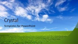  Presentation with frames blue green - Slides having green field and blue sky background and a light blue colored foreground
