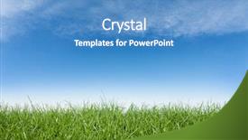  Presentation with green blur floral - Cool new theme with grass and blue sky great backdrop and a teal colored foreground
