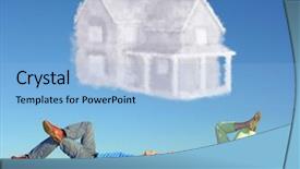  Presentation with dream - Cool new presentation theme with grass and dream house backdrop and a light blue colored foreground