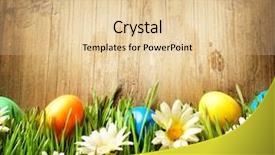 Presentation with colorful finger painted hands - PPT layouts consisting of grass and flowers over wood background and a lemonade colored foreground