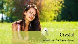  Presentation with beautiful green - Amazing presentation theme having grass and listens to music backdrop and a  colored foreground