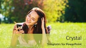  Presentation with dancer music grass - PPT theme consisting of grass and listens to music background and a  colored foreground