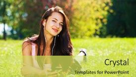  Presentation with beautiful green - Beautiful slide set featuring grass and listens to music backdrop and a  colored foreground