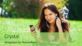  Presentation with beautiful green - Audience pleasing slide deck consisting of grass and listens to music backdrop and a mint green colored foreground