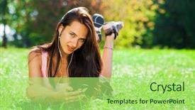  Presentation with dancer music grass - Cool new PPT layouts with grass and listens to music backdrop and a mint green colored foreground