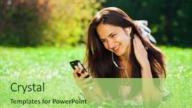  Presentation with beautiful green - Slide deck enhanced with grass and listens to music background and a mint green colored foreground