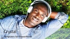  Presentation with music african american jazz musician - Theme with grass and listens to music background and a light blue colored foreground