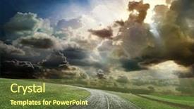  Presentation with sun rays on blue sky - Slides enhanced with green light go ahead - field of grass and perfect background and a tawny brown colored foreground