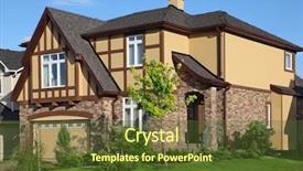  Presentation with green house - Colorful slide deck enhanced with grass and trees near house backdrop and a tawny brown colored foreground