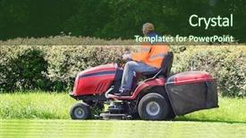  Presentation with microwave imaging image of modern - Audience pleasing PPT theme consisting of grass cutting - image of mow the lawn backdrop and a tawny brown colored foreground